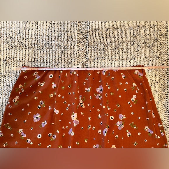 Sanctuary Floral Print Midi Faux-Wrap Skirt Rust Orange Size L, NWT - Picture 3 of 6